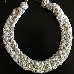 Gold & White Beaded Necklace